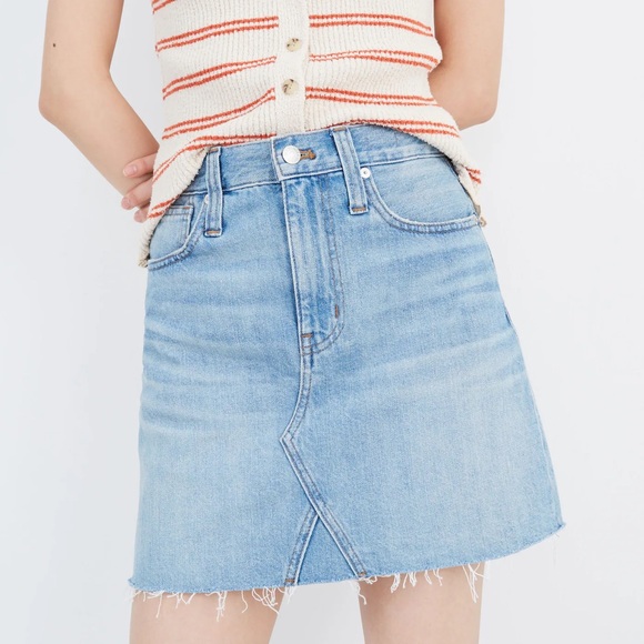 Madewell Light Rigid A-Line Denim Mini Skirt - Picture 1 of 7